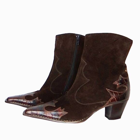 Paul Green Chocolate Brown Handmade Western Boots - 5.5 - Picture 3 of 9